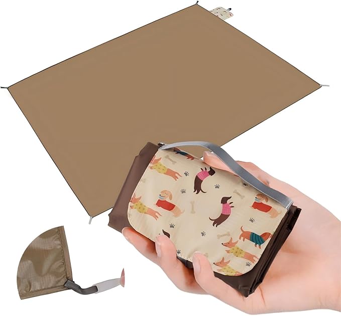 Picnic Blanket Waterproof – Packable Sand Proof Beach Blanket (0.42lb/0.66lb), Compact & Foldable, Fits in Pocket with Integrated Stakes, Ideal for Camping, Hiking, Travel, Concert, Festival