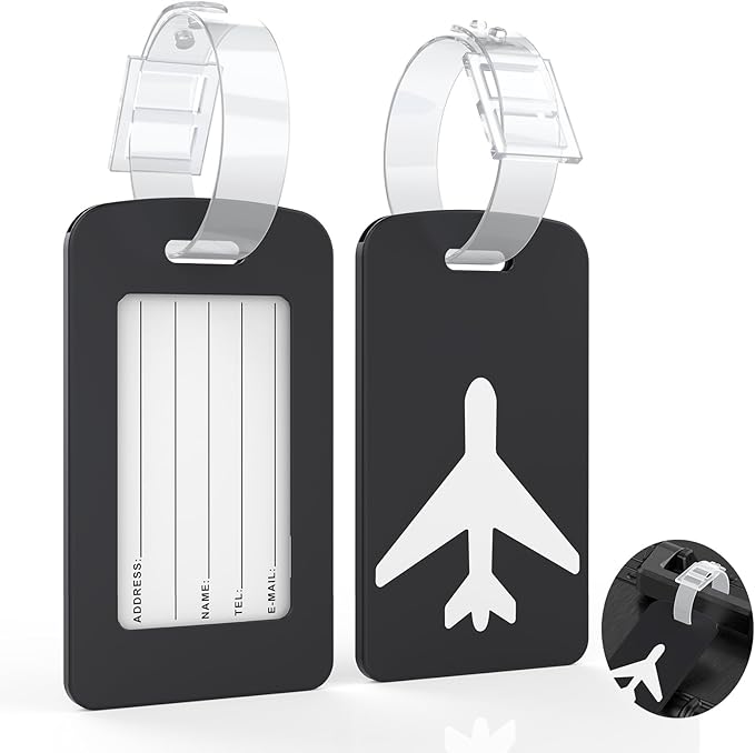 2 Pack Silicone Luggage Tag with Name ID Card Perfect to Quickly Spot Luggage Suitcase, TSA Approved, Luggage Identifiers for Suitcases and Bags, Privacy Protection Travel Suitcase Tags
