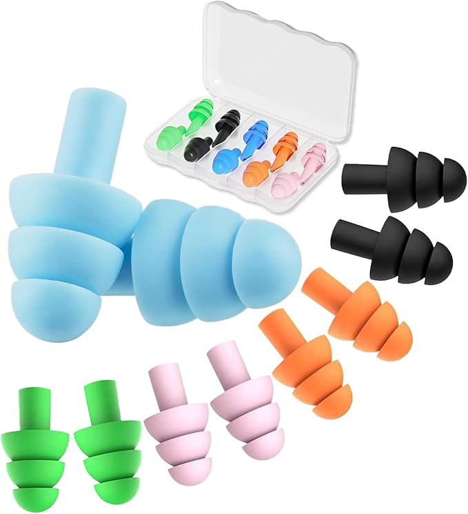 Earplugs for Sleeping,5 Pairs Noise Cancelling Silicone Earplugs for Sleeping Swimming Snoring Concerts