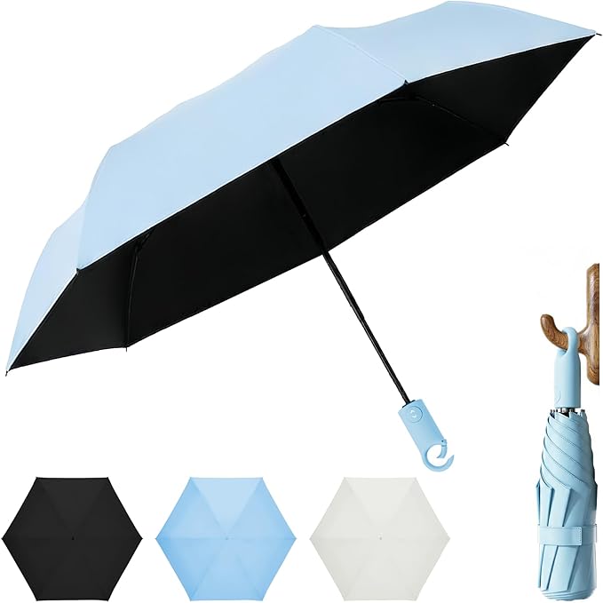 Windproof Compact Travel Umbrella,Large Strong but Light Portable and Automatic Folding Rain Umbrella, small inverted for travel size