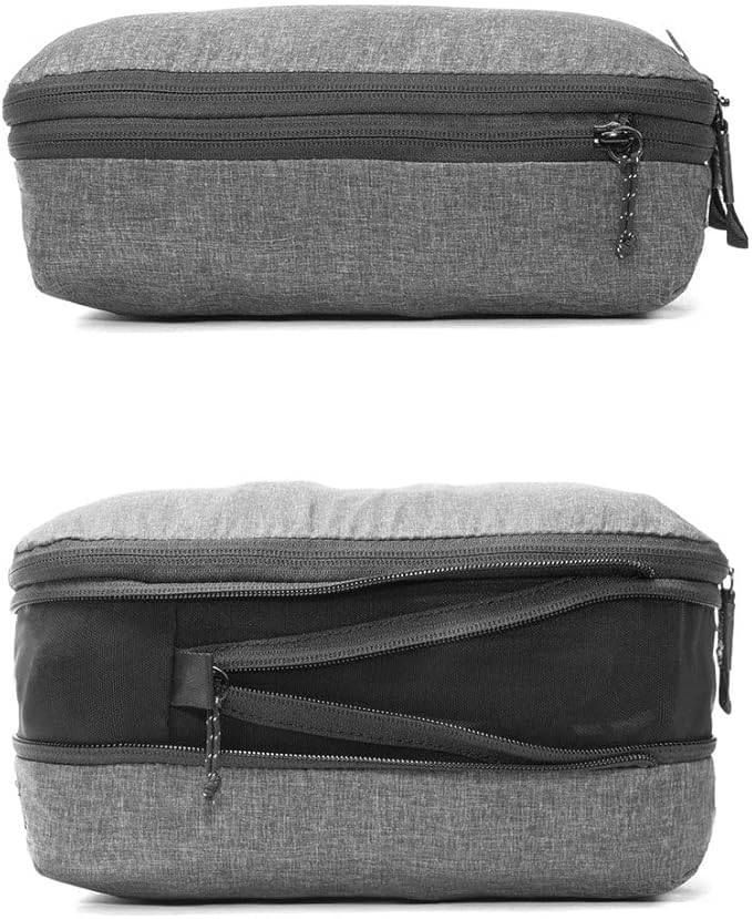 Peak Design Packing Cube, Charcoal, Weatherproof Luggage Cube with Dual Compartment Organization, Expansion and Compression, Zipper Opening, Travel Organizer for Men and Women, Size M (Pack of 2)