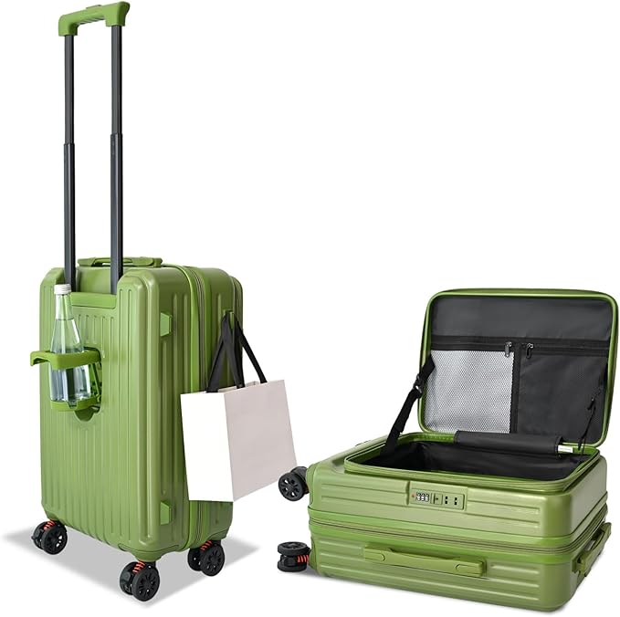 Carry on Luggage Airline Approved, Carry on Suitcases with Wheels, Expandable Suitcase with YKK zipper, Top Open Design Luggage with Spinner wheels, Perfect for Gift, Pale Green Luggage.