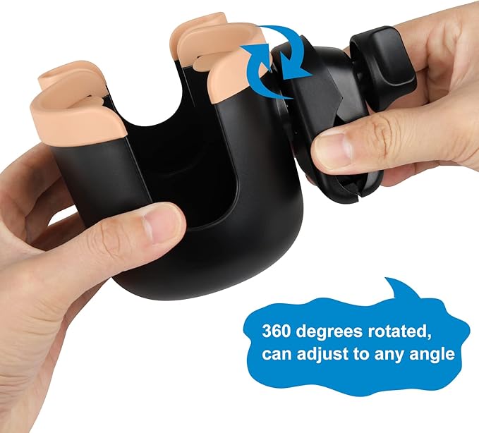 Accmor Stroller Cup Holder with Phone Holder, Bike Cup Holder, Universal Cup Holder for Uppababy Nuna Doona Strollers, 2-in-1 Cup Phone Holder for Stroller Bike Wheelchair Walker Accessory