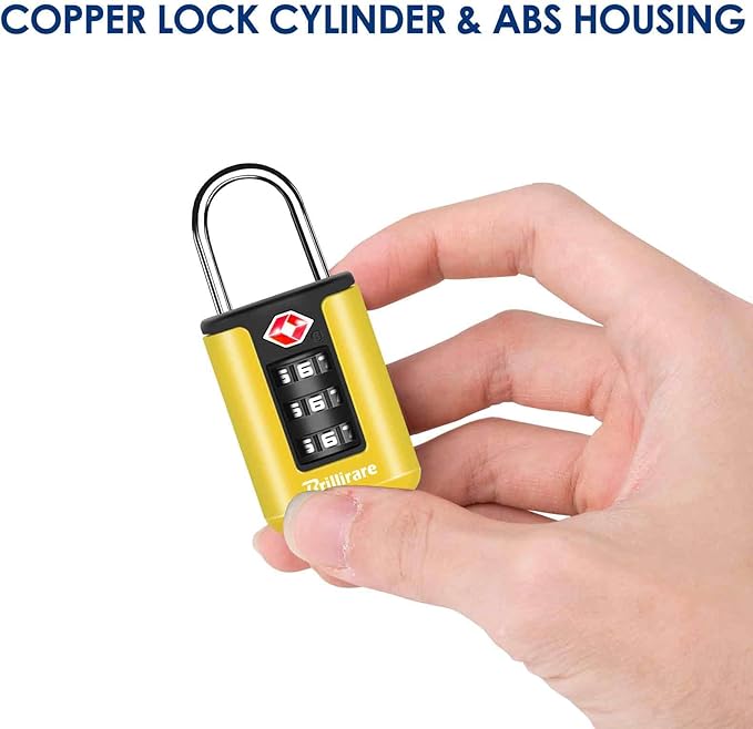 2 Pack TSA Approved Luggage Locks, Combination Travel Padlock, 3-Digit Waterproof Lock, TSA Outdoor Keyless Resettable Lock for Lockers, Bags, Backpack, Gym, Gate-Yellow