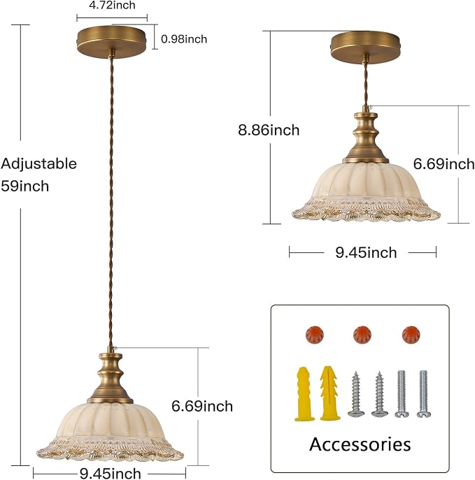 HDDFL Glass Pendant Lights Modern Pendant Lighting Fixtures Hanging Lamp for Kitchen Island Bedroom Dining Room Coffee Shop Hallway Brown and Brass