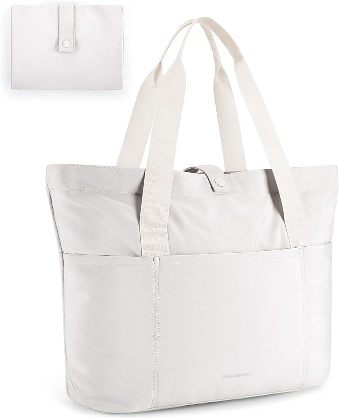BAGSMART Tote Bag for Women, Foldable Tote Bag With Zipper Travel Large Shoulder Bag Handbag for Work