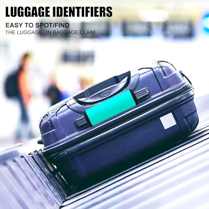 Luggage Handle Wrap 6 Pack-Neoprene Luggage Handle Wraps for Suitcase/Beach Bag/Backpacks Bright Suitcase Identifiers Travel Accessories for Airplane (Aqua)