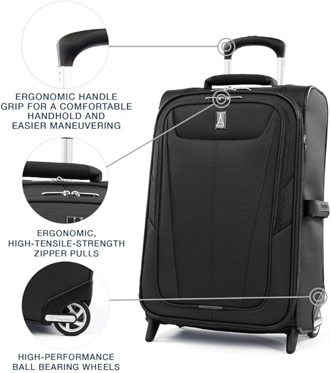 Travelpro Maxlite 5 Softside Expandable Upright 2 Wheel Carry-on Luggage, Lightweight, 21-Inch - Black