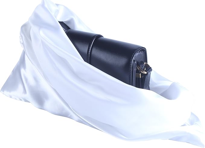 SANSAM Drawstring Satin Silk Dust Bag,4pcs Black and White 12''x16'' Dust Cover Storage Bags for Purses, Handbags, Travel Storage Pouch for Shoes, Boots