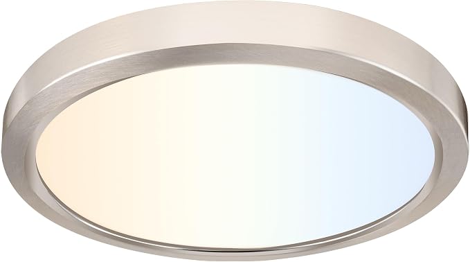hykolity 9 Inch Selectable CCT LED Round Flat Panel Light,18W,1800LM,3CCT | 3000K/4000K/5000K,Edge-Lit Flush Mount Ceiling Light Fixture for Kitchen, Bedroom, Laundry and Closet Room,Brush Nickel