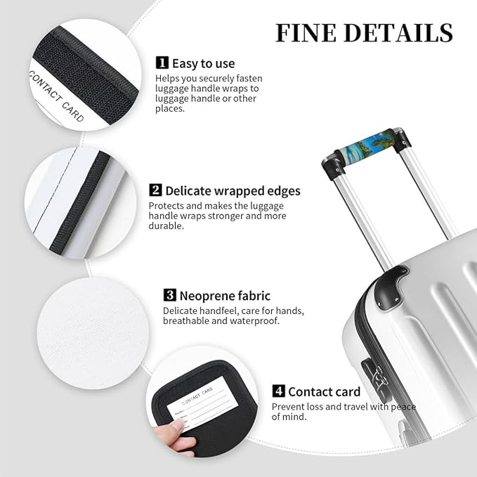 Luggage Handle Wrap, Beach Sea Tree Durable Neoprene Suitcase Handle Wraps for Luggage Door Handles Refrigerator x2