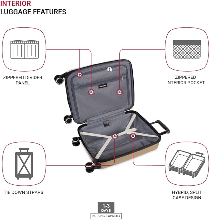 SwissGear Duet Expandable Luggage Set, 3-Piece Hardside Luggage Set with Spinner Wheels