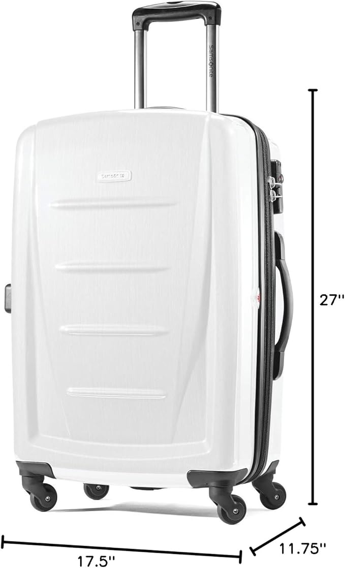 Samsonite Winfield 2 Hardside Expandable Luggage with Spinner Wheels, Checked-Medium 24-Inch, Brushed White
