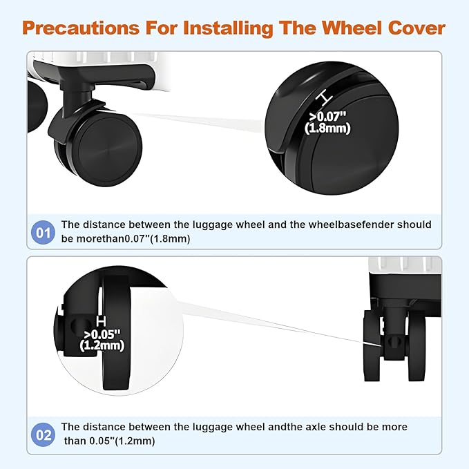 8 Pack Luggage Wheel Covers,Silicone Protective Covers for 2-2.4" Suitcases Spinner Wheel,Upgraded Wear-Resistant, Silent, Shock Absorption Luggage Accessories for Carry-On Travel(Orange)