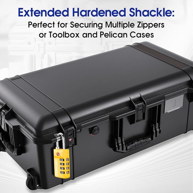 TSA Approved Travel Luggage Locks, Open Alert Combination Lock for School Office & Gym Locker ,Toolbox, Pelican Case,Easy Read Dials- 1, 2 & 4 Pack (1, Yellow 2 Pack)