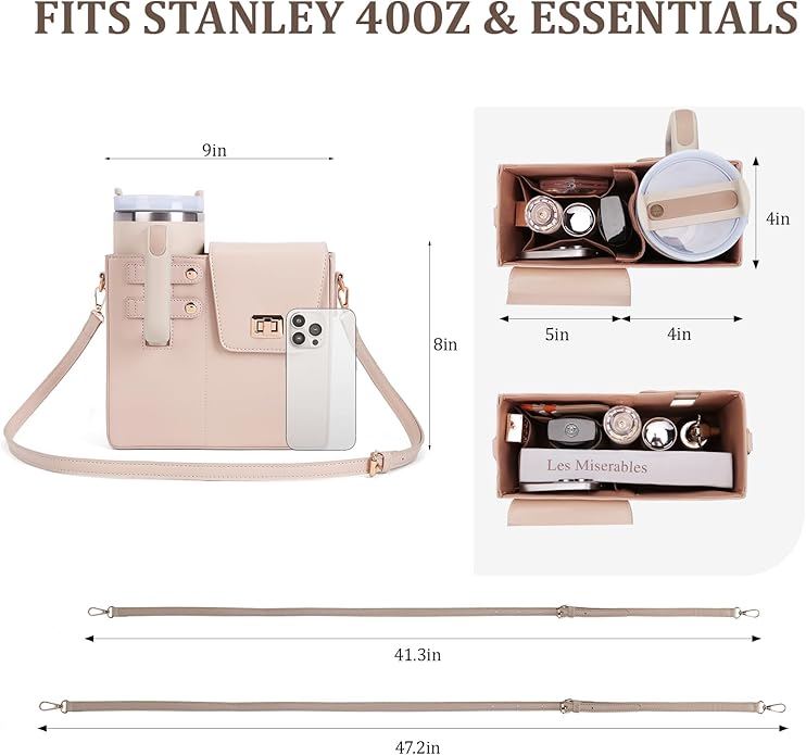 Stanley Purse Cup Holder Bag- Outdoor Portable Crossbody Bag for Stanley Cup Tumbler Purse