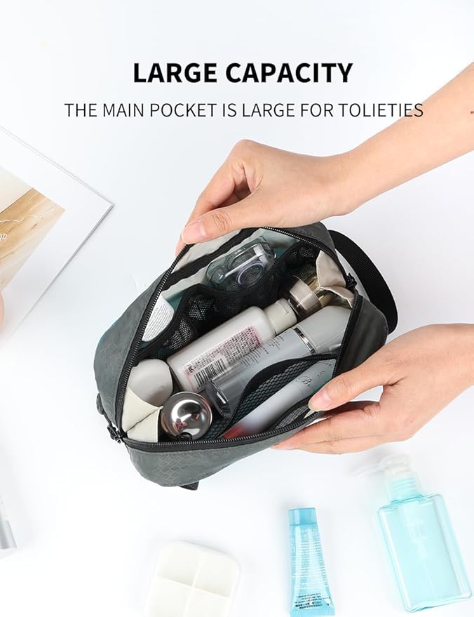 GOX Travel Small Toiletry Bag for Men Nylon Dopp Kit Medicine Bag Travel Organizer Pouch Shave Kits for Teens Toiletry Essentials Bathroom Compact (Peacock, 7.9 * 3.7 * 2 Inches)