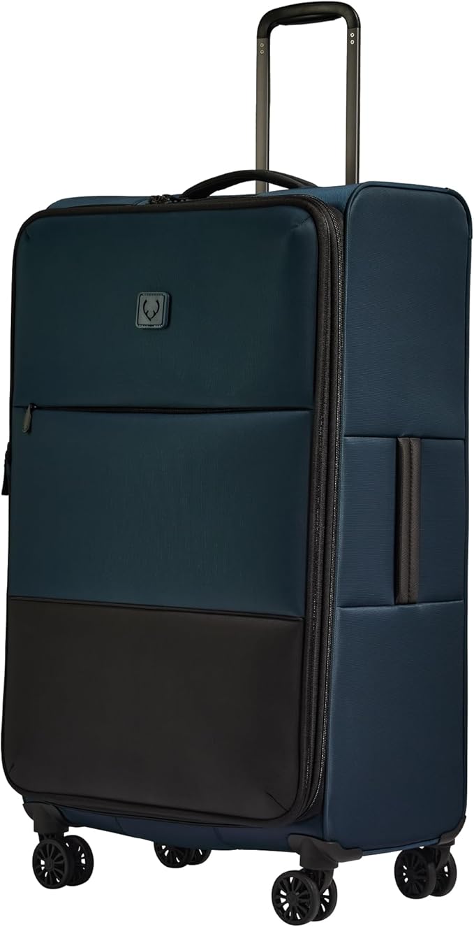 ANTLER - Soft Stripe Large Luggage - 31" Softside Suitcase, Durable, Lightweight & Expandable, 4 Spinner Wheels - Adjustable Handle, TSA Lock, Indigo Blue