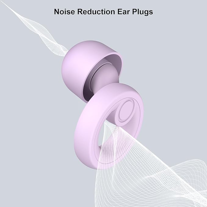 Ear Plugs for Noise Reduction, Reusable Concert Earplugs Hearing Protection, Soft Silicone Ear Plugs for Sleeping, Focus, Noise Sensitivity - Ear Tips in XS/S/M/L - Purple
