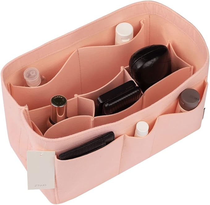 ZTUJO Purse Organizer Insert, Felt Bag Organizer For Handbag Purse Organizer,13 Colors, 6 Size (Large, Brush Pink)