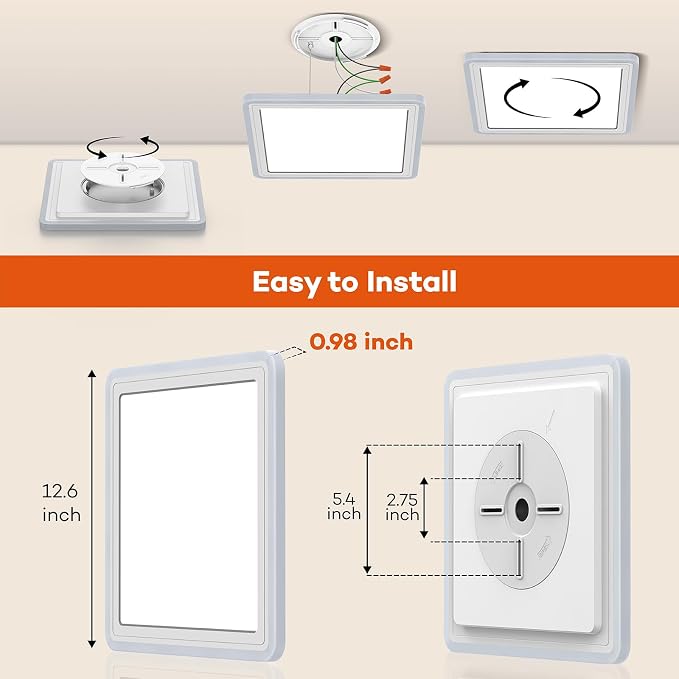 Annaror 2pack Smart LED Ceiling Light WiFi, 13in RGB Flush Mount Lighting Fixture with Remote, Compatible with Alexa Google Home, Low Profile Ceiling Light for Bedroom, Kitchen Square White