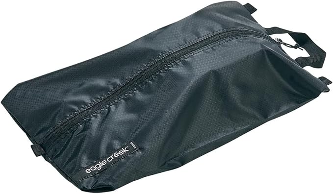 Eagle Creek Pack-It Isolate Shoe Bags for Travel - Ultra-Lightweight, Durable, Water-Resistant Ripstop Fabric with Self-Repairing Zipper and Easy Top Handle, Black