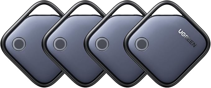 UGREEN FineTrack Air Tracker Tags (iOS Only) 4 Pack, 2-Year Replaceable Battery Bluetooth Tracker Compatible with Apple Find My, Item Finder Smart Tag for Keys, Luggage - [Apple Find My Certified]