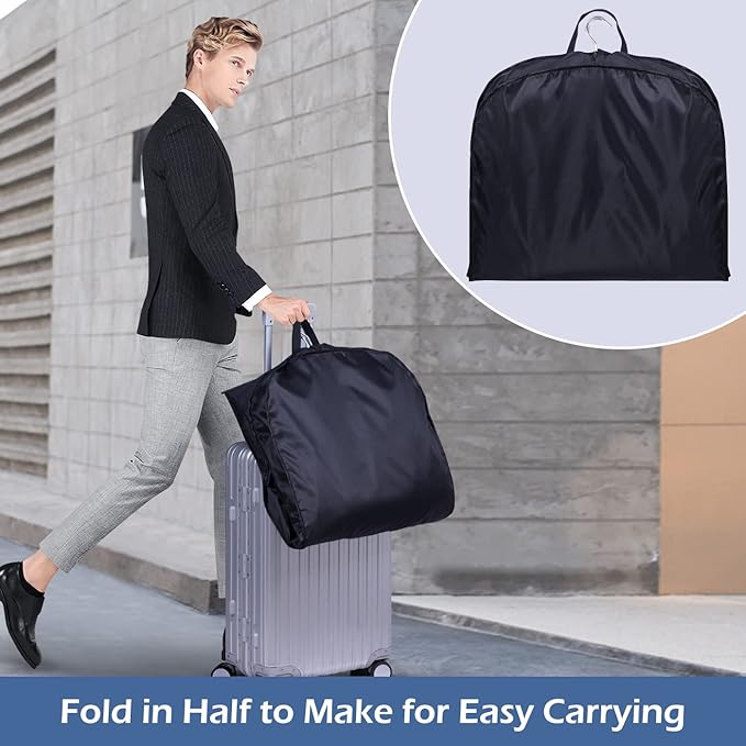 SLEEPING LAMB Water Resistant Suit Bags for Men Travel Gusseted Garment Bags Foldable Closet Hanging Clothes Storage for Coats, Jackets, Shirts, 43'', Black