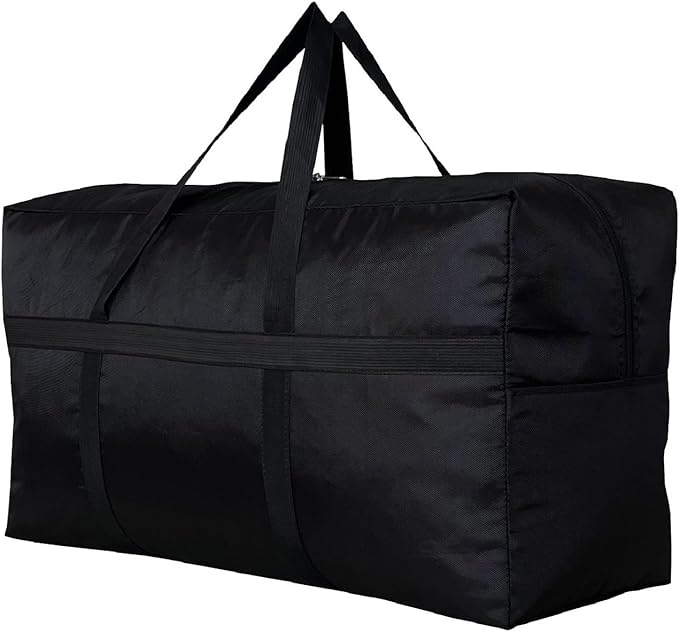 Extra Large Storage Duffle Bag with Zippers and Handles, Big Foldable Duffle Bag for Travel Black