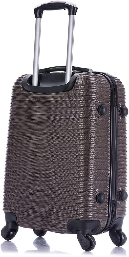 InUSA ROYAL Hardside Luggage with Ergonomic Handles | Spacious Travel Suitcase with Four Spinner Wheels and Studs | 20 Inch Hardside Carry-On Spinner Luggage | Brown