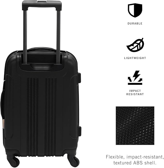 Kenneth Cole REACTION Out of Bounds Lightweight Hardshell 4-Wheel Spinner Luggage, Midnight Black, 20-Inch Carry On
