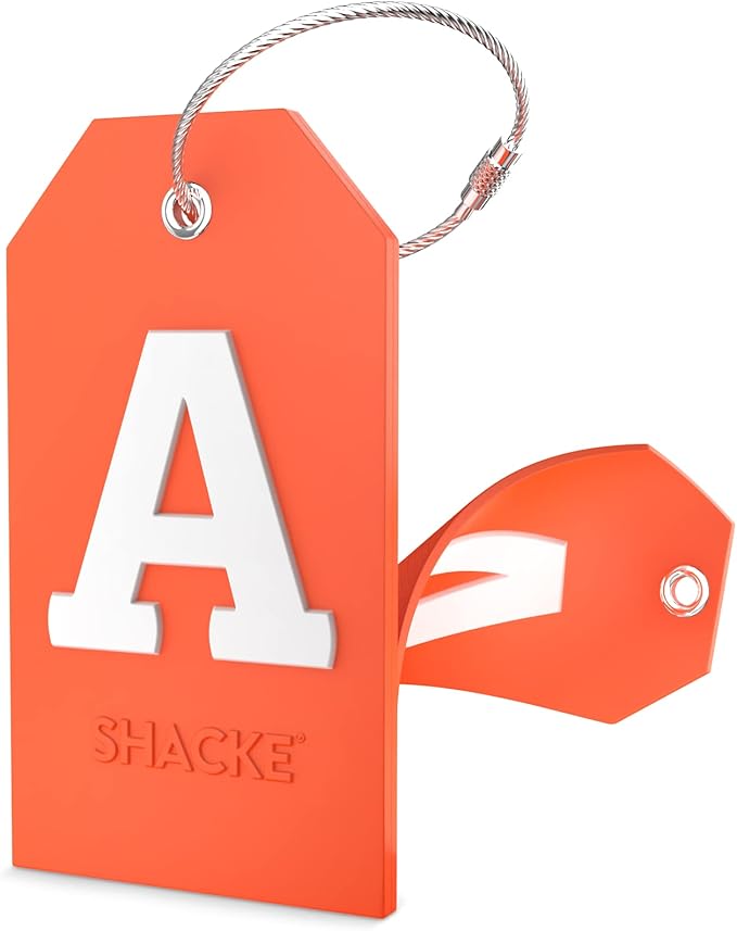 Shacke Initial Luggage Tag with Full Privacy Cover and Stainless Steel Loop – (Letter A)