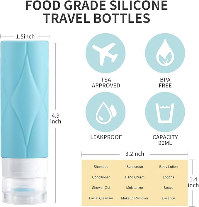 5 Pack Travel Bottles, Leak Proof TSA Approved Travel Size Containers (60ML 5PACK)