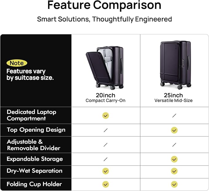 NINETYGO Carry On Luggage 22x14x9 Airline Approved, 20 Inch Suitcase with Front Compartment, Lightweight PC Hard Shell, Cup Holder, Clamshell, TSA Lock, Spinner Wheels (Blackcurrant Oolong)
