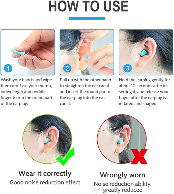 LYSIAN Slim Fit Foam Ear Plugs for Sleeping Women, Kids Small-100 Pairs, 35dB SNR Noise Reduction Earplugs Disposable for Sleep, Snoring, Work, Shooting Loud Noise, Lake Blue