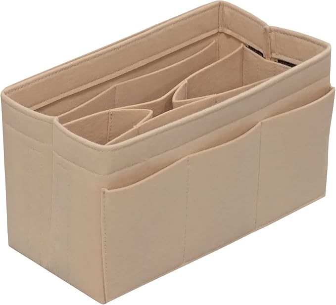 DailyPlus Purse Organizer Insert Felt Bag Organizer Handbag Organizer Insert Bag In Bag Organizer for Tote Purse Bag 14 Pockets Beige X-Large