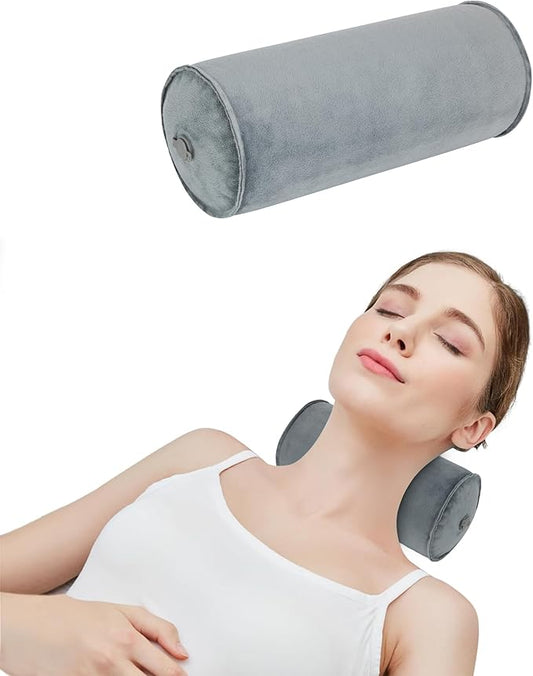 Inflatable Neck Pillow, Round Neck Pillows Support, Travel Pillow for Sleeping, Bolster Pillow for Bed, Legs and Back- Travel Essentials（4.9 x 11.8 inch
