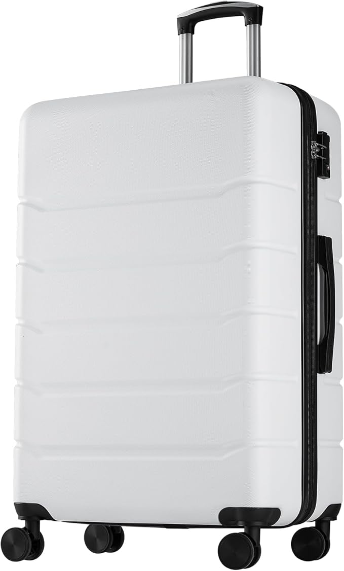 OLIXIS 29 Inch Luggage, Hardside Checked Suitcase with Spinner Wheels, Lightweight ABS Hard Shell Travel Luggage, TSA Approved Lock, Expandable Large Suitcase for Business & Travel–White