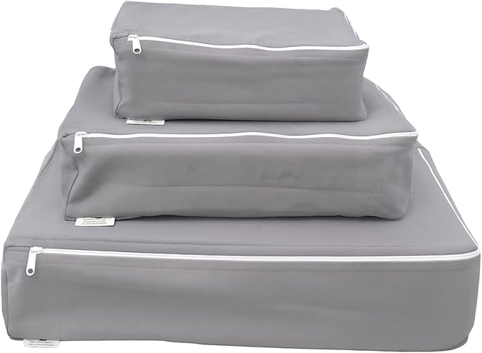 Packing Cubes Bag Pure Canvas Travel Organizers (13"x10"x3") with Durable YKK Zippers for Clothes, Shoes & Luggage Storage (Set of 3 (Medium), Gray)