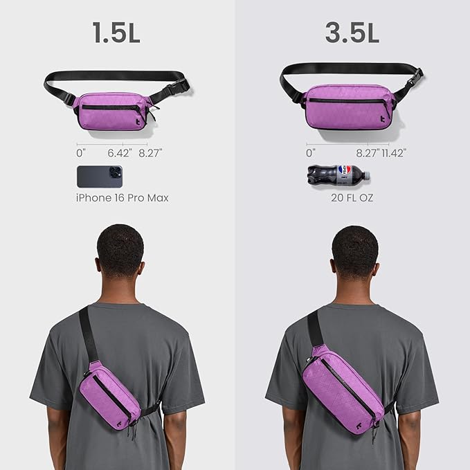 tomtoc 1.5L X-Pac Sling Bag with RFID Blocking, Crossbody Bag Minimalist Chest Shoulder Pack for Men/Women, Water-resistant Lightweight Casual Funny Pack for Travel, Daily Commute