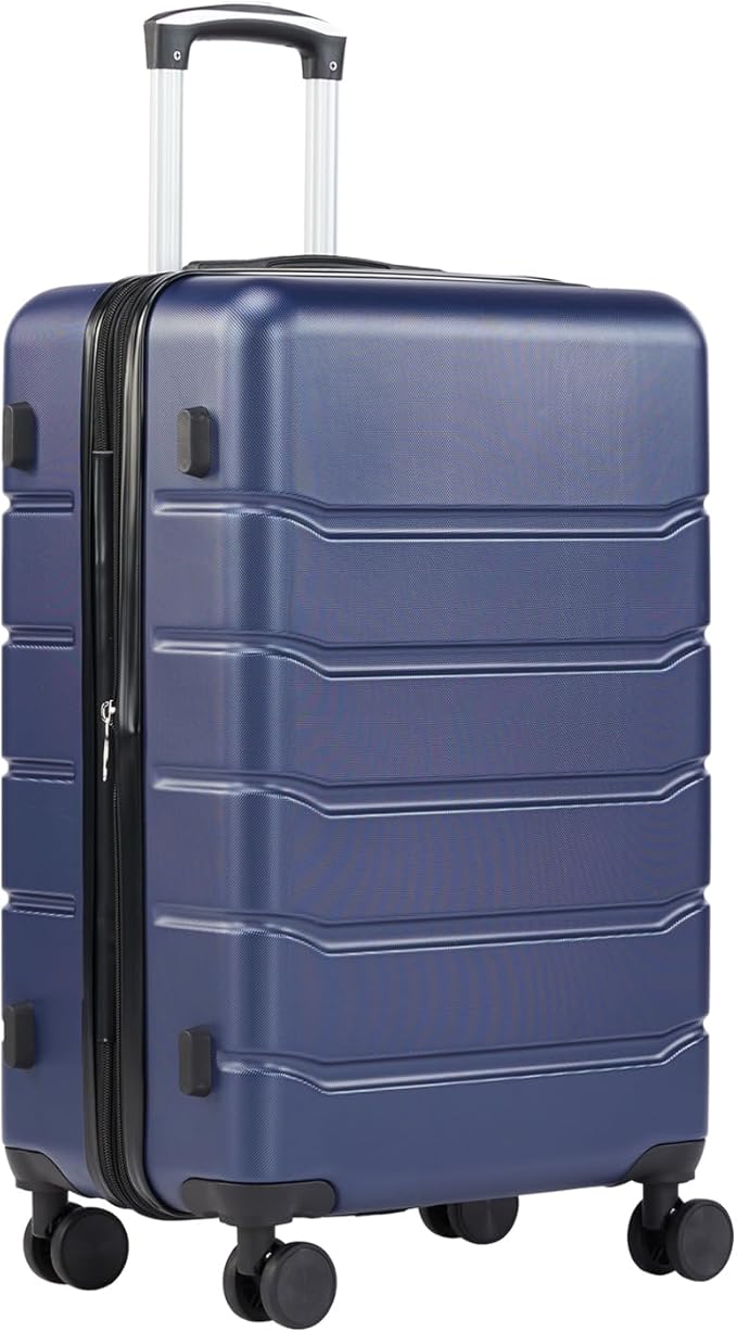 Sweetcrispy Carry on Luggage, Hard Shell ABS Suitcase with Double Spinner Wheels, Lightweight Expandable Rolling Suit Case with TSA Lock, 20 Inch Navy Blue