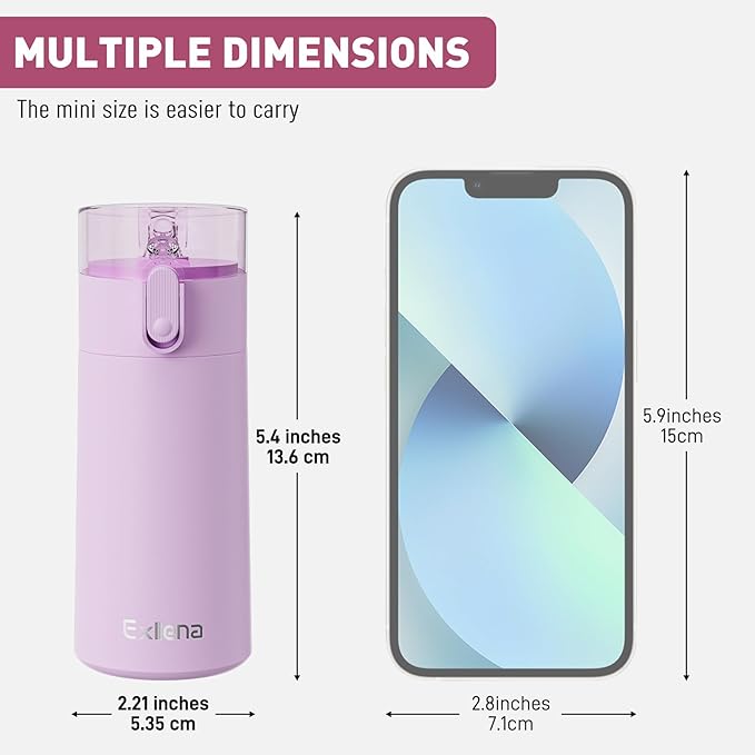 5oz Small Water Bottles with Straw, Mini Water Bottle with One-Hand Open Design, Leak-Proof Locking Lid for Hot&Cold Drinks, Small Travel Water Bottle - 100% Leakproof for School, Travel...(Lilac)