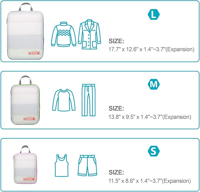 Cambond Compression Packing Cubes for Travel Women - Lightweight Luggage Organizers Bag Packing Cubes for Carry on Suitcases