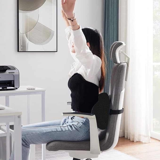 Joyzan Air Inflatable Lumbar Support Pillow, Portable Breathable Lower Back Supports Cushion Backrest Fatigue Head Neck Airplane Seat Cushions Pump for Home Flying Car Office Chair Travel Sleeping