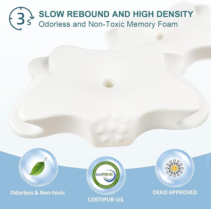 Cervical Pillow for Neck Pain Relief, Memory Foam Pillows, Ergonomic Contour Bed Pillow, Soft for Side Sleep Stomach Sleeping and Back Sleepers-Queen Size Grey&Grey