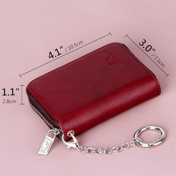 FurArt Zipper Wallet Women, RFID Blocking Credit Card Wallet, Business Card Holder, Compact Size KeyChain Wallet