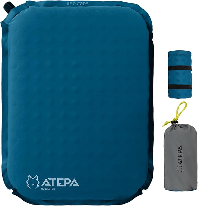 ATEPA Inflatable Seat Cushion, Self-Inflating Portable Stadium Airplane Travel Foam Cushion Pad for Camping, Sports Events, Outdoor