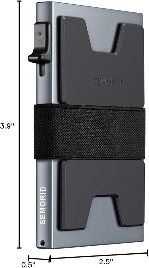 SEMORID Slim Aluminum Card Holder Wallet for Men, Durable Expandable Backplate, RFID Blocking Minimalist Metal Pop Up Wallet, Holds 12 Cards Plus Cash (Grey)