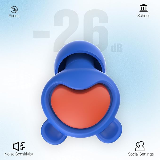 Ear Plugs for Kids Ear Protection (6-12yrs) & Adult with Small Ear Canal - Reusable Noise Relief Earplugs for Focus, Travel, Concerts, Socializing, Sports, Noise Sensitivity - 26dB Hearing Protection