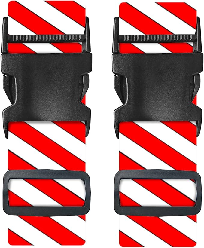 Nuxovilar Luggage Straps red White Diagonal Stripe Polyester 1.96x90.5inch 2 Set Suitcase Cargo Strap Travel Gear Family Vacation Cruise Terminal car Ride